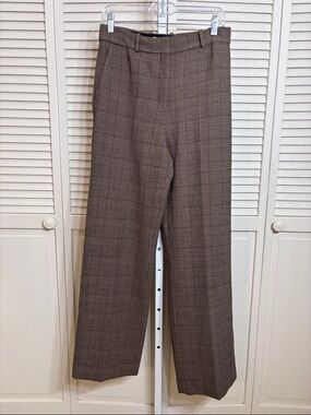Babaton Agency Pant  Softly Structured High-Rise Classic-Fit Plaid Trouser Sz 8